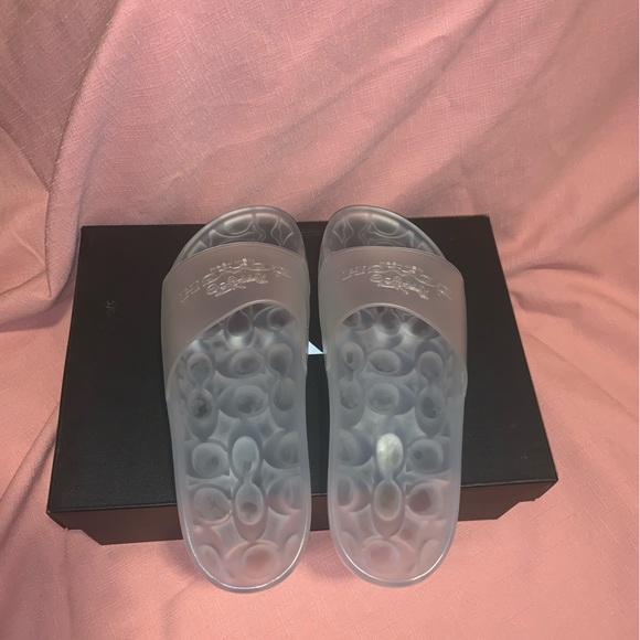BNIB COACH CRYSTAL CLEAR ULYSSA slides Size 9 unisex shoes white slide one - Picture 4 of 6